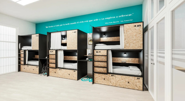 Кровать в общем номере Planeta Cadiz Hostel