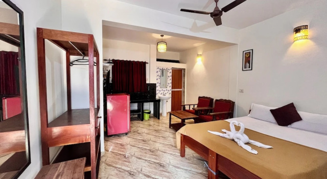 Standard huone Morjim Sunset Hotel - 300 Meter to Morjim Beach with Pool & Kitchen Apartments