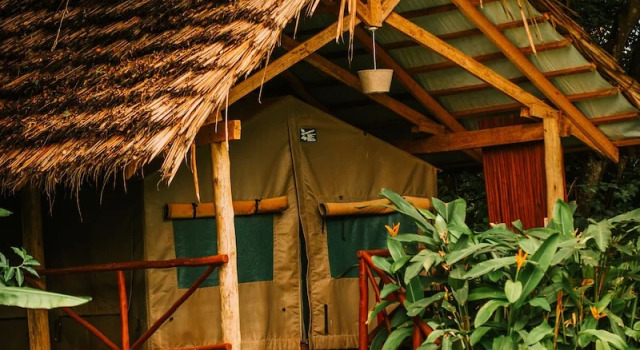 Тент с видом на бассейн Simbamwenni Lodge and Camping