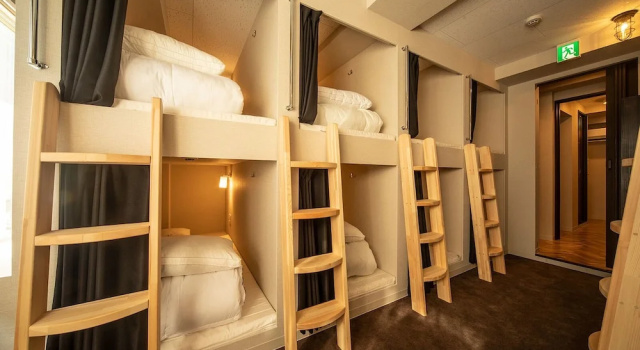 Кровать в общем номере (мужской номер) The Terrace Hostel Shinbashi