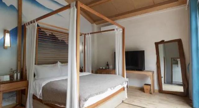 Двухместный люкс Mount Qingcheng Banshan Guishu Private Hot Spring Homestay