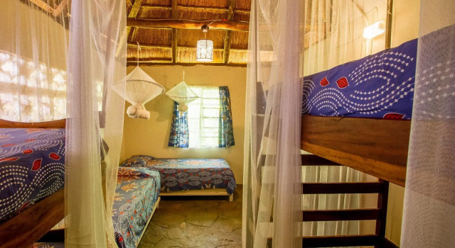 Кровать в общем номере Victoria Falls Backpackers Lodge