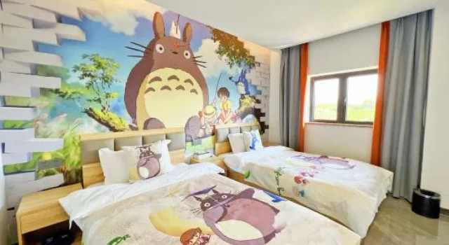 Кровать в общем номере с 6 комнатами Lvshu Resort Villa (Huizhou Huilin Hot Spring Shop)