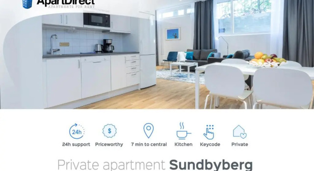 Апартаменты Цокольный этаж с 2 комнатами ApartDirect Sundbyberg