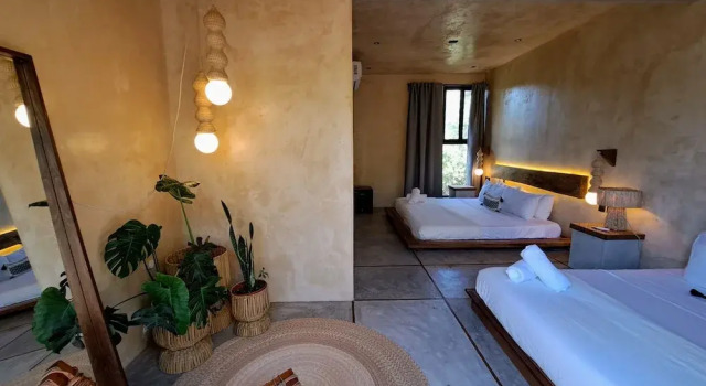 Camera doppia Deluxe con balcone e con vista sulla piscina Piquete Holbox