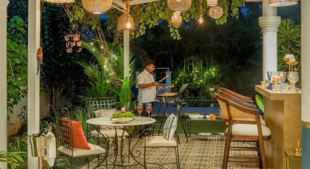 SaffronStays Sweet Mango - 4BR Goan Villa w Private Pool, Mango Garden, Bar Gazebo & Vibrant Interio