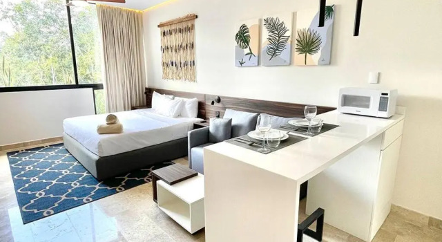 Апартаменты Fresh and Stylish Studio Aldea Zama rooftop pool Mya 109