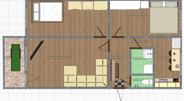 Comfort 3-room apartment with a workplace near the wood