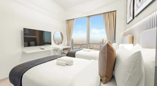 Апартаменты с 2 комнатами с балконом и с видом на воду SML Vacation Homes - Sky High Apartments with Burj Khalifa and Dubai Fountain Views at Grande Signature, Downtown Dubai