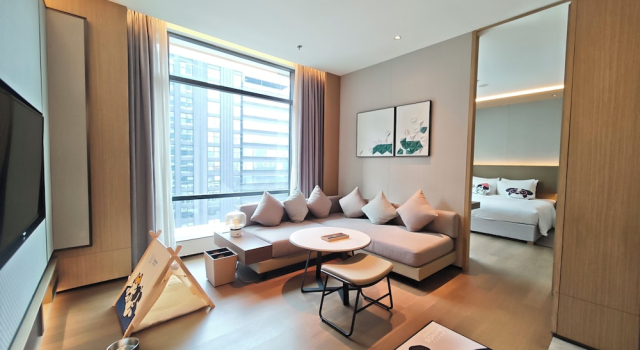 Номер Standard c 1 комнатой с видом на город The Meixi Lake, Changsha Marriott Executive Apartments