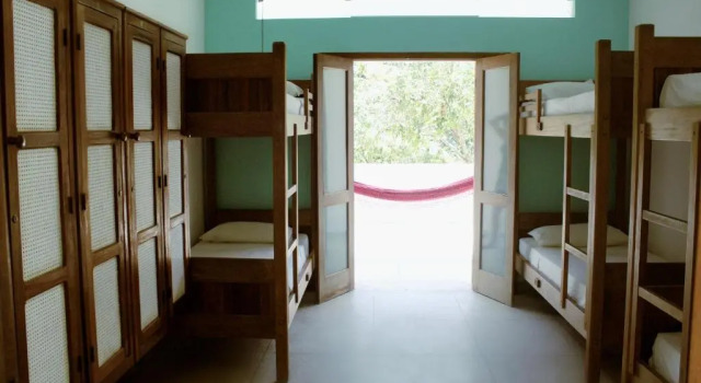 Кровать в общем номере Casa Bacarirá