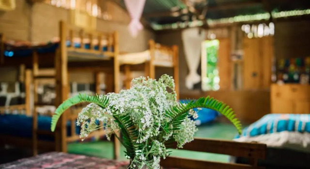 Кровать в общем номере Eco-Hotel Mayachik