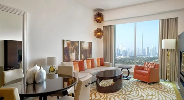 Апартаменты с 2 комнатами с видом на Бурдж-Халифа и городскую панораму Marriott Executive Apartments Al Jaddaf, Dubai