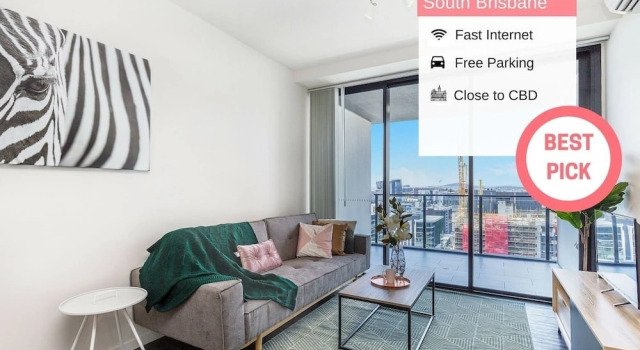 South Brisbane Funky 1 BED Parking Qsb027-18, Забронировать Отель Отели Брисбна 3 звезды, рядом с Торговый центр Queen Street, 3*