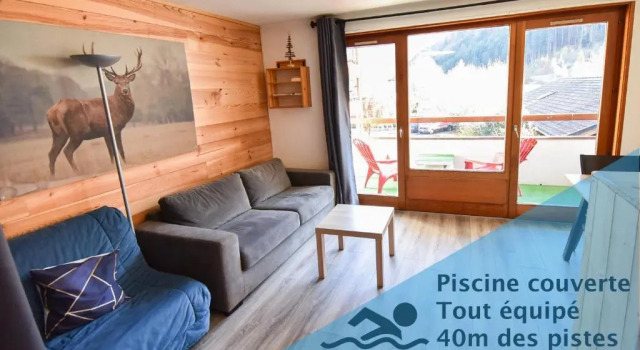 Студия L'Enchalpe, Grand et lumineux studio avec coin montagne 4-6 pers, 60m des pistes, PISCINE COUVERTE, grand balcon expo EST, DRAPS NON COMPRIS
