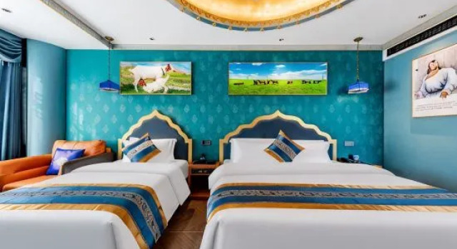 Кровать в общем номере Cloud Tribe Mongolian Yuan Culture Hotel (Dazhao Historical and Cultural Tourism Area Branch)