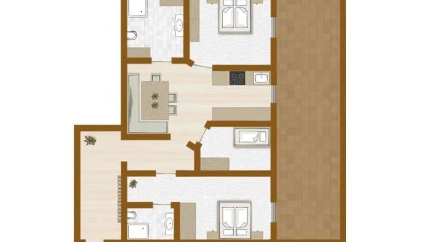 Апартаменты с 3 комнатами Hotel Lerch