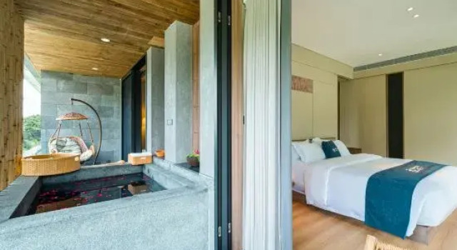Люкс c 1 комнатой Qingchengdao Chashanfang Tea Culture Private Hot Spring Homestay