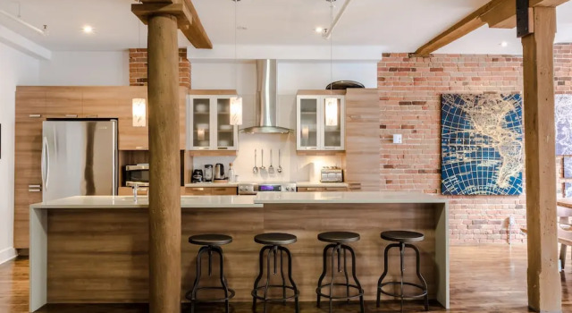 1861 Grand Loft in Old Port by Nuage, Book Lejlighed Lejligheder i Montreal, nær Clock Tower Beach, Lejlighed