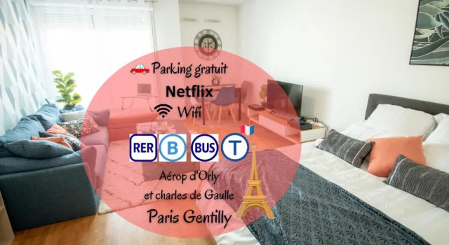 Апартаменты Appartement chic avec parking gratuit à Paris