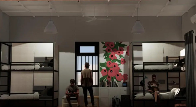 Кровать в общем номере (женский номер) Yu Cafe Hostel