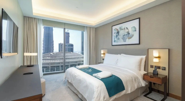 Апартаменты Premier c 1 комнатой с балконом и с видом на город Address Residences Dubai Opera - Burj Khalifa City Views 1, 2, & 3-Bedroom Apartment 1 minute walk to Burj Khalifa, Dubai Mall, Dubai Fountain by Heaven Crest