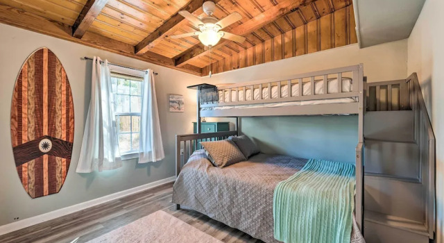 Updated Oak Island Getaway Near Fishing Dock!