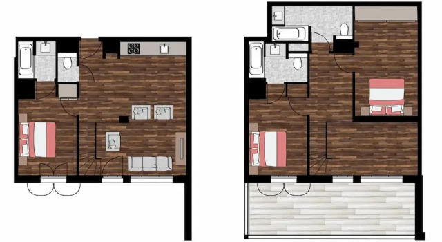 Номер Standard Дуплекс с 3 комнатами с балконом Dormio Resort Les Portes du Mont Blanc