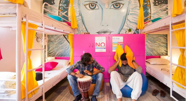 Кровать в общем номере goSTOPS Udaipur