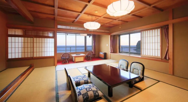 Четырёхместный номер Standard с видом на море Hokkawa Onsen Hotel