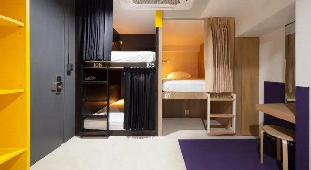 Кровать в общем номере BoB Hostel บ็อบโฮสเทล