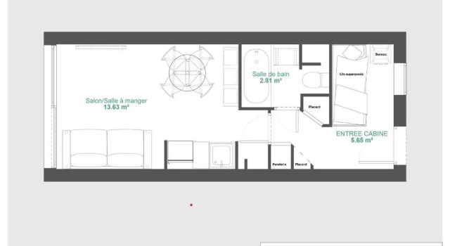Студия Studio cabine vue mer, piscine panoramique, parking couvert