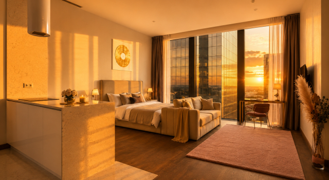 Sky City Moscow LUX Studiya s bolshim oknom s vidom na vse bashni i gorod Apartments, Prenota Appartamento CAO Area Mosca, vicino a Centro commerciale AFIMALL
