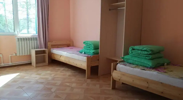 Кровать в общем номере (женский номер) с балконом и с красивым видом из окна Хостел Этно