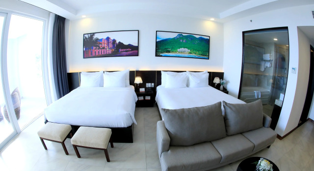 Семейный люкс с балконом и с видом на океан Отель Orson Hotel & Resort Con Dao