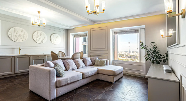 Двухместные апартаменты Апартаменты SMART LOFTS | Grace | 46 этаж | Премиум-апартамент с видом на Москву
