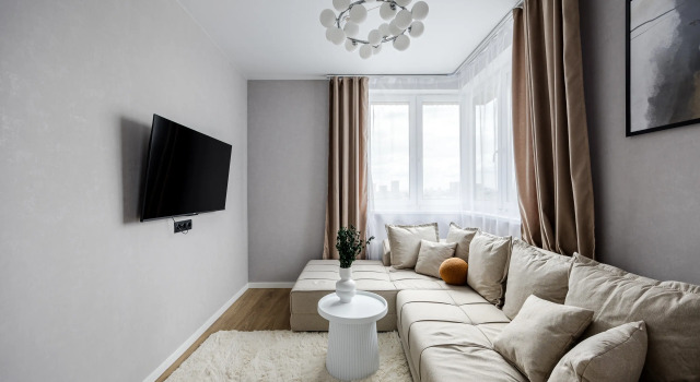 Четырёхместные апартаменты с 2 комнатами Квартира Стильная 2-к. квартира, 64 м², 3 кровати