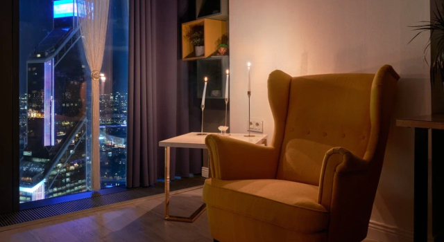 Sky City Moscow Uyutnaya studiya na 51 etazhe s unikalnym vidom na vse bashni Moskva Siti Apartments, Prenota Appartamento CAO Area Mosca, vicino a Centro commerciale AFIMALL