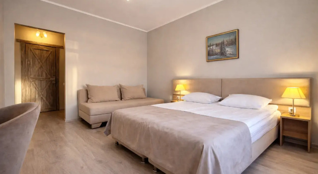 Четырёхместный семейный номер Standard с видом на город Каунис