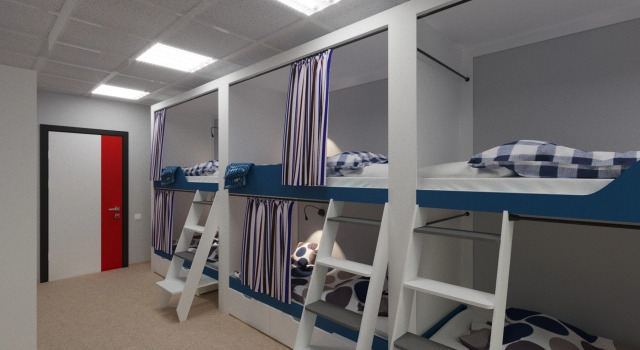 Postel ve společném pokoji pro muže Ufa Hostel