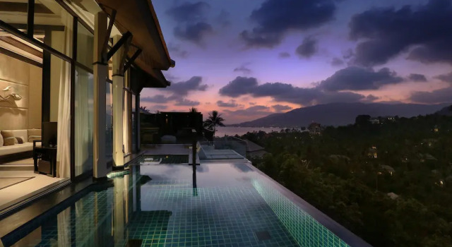 Двухместная вилла с бассейном Horizon Hillcrest с балконом и с видом на море Banyan Tree Samui