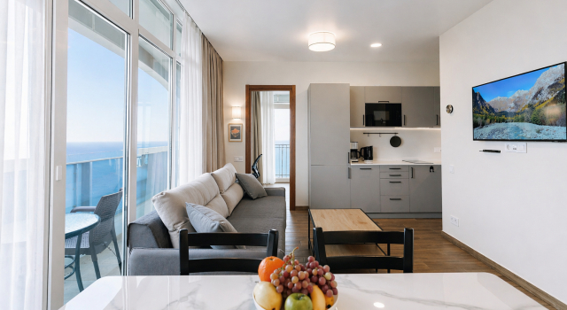 Двухместные апартаменты Superior c 1 комнатой с балконом и с видом на море Black Sea Point Apartments 5