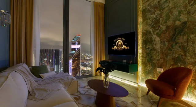 Апартаменты Sky City Moscow пентхаус-формат на 64 этаже: оникс, подсветка, панорамные окна Уникальный вид на башни и город, Забронировать Апартаменты/квартира Центральный административный округ Москва