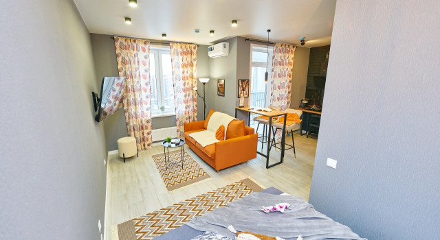 Studiya na 15 etazhe ( s kondicionerom) v ZhK Runa park po adresu Malkova 12 na 4 cheloveka Apartments, Rezervasyon Daire Dzerzhinsky City District Perm, Park Mindovsky yakınında