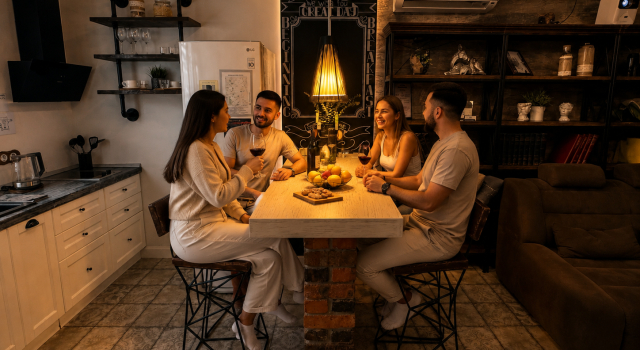 Четырёхместные апартаменты c 1 комнатой Loft Apartments с пректором и терассой