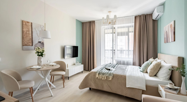 Двухместная студия с балконом Квартира Merino Home Оливия