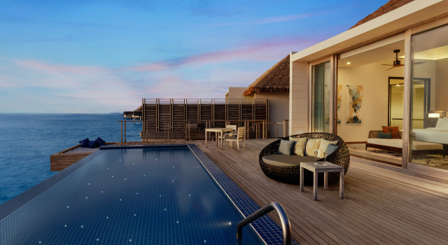 Вилла Overwater с видом на бассейн и на закат Radisson Blu Resort Maldives with 50 percent off on Sea Plane round trip 03 nights & above