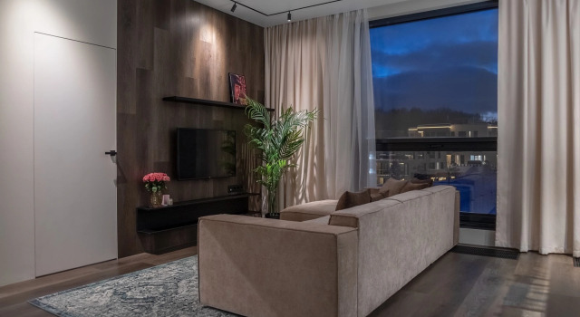 Пятиместные апартаменты с 2 комнатами с красивым видом из окна Апартаменты Охта Grand Apart