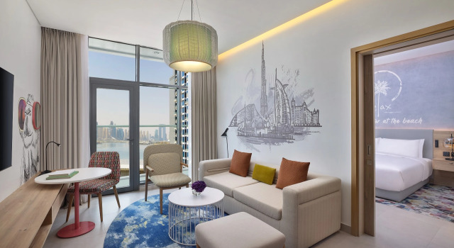 Двухместный люкс c 1 комнатой с балконом и с видом на море NH Collection Dubai The Palm
