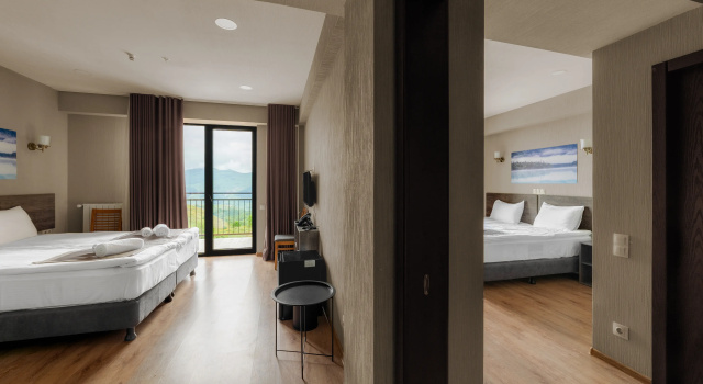 Четырёхместный номер Superior с 2 комнатами с балконом Отель Geography Hotel
